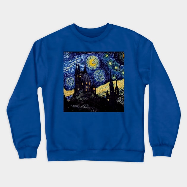 Starry Night Wizarding School Van Gogh Crewneck Sweatshirt by Grassroots Green